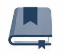 Stylized blue book icon with transparent background representing a reserved copy